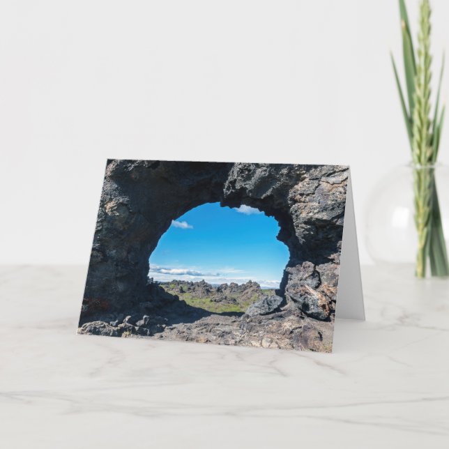 Tarjeta Ventana de lava en Dimmuborgir, zona de Myvatn - I (Anverso)