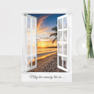 Tarjeta Ventana de simpatía con amanecer en la playa