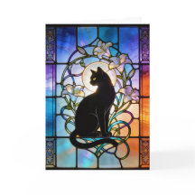 Ventana de Vidrio Pintado con Gato