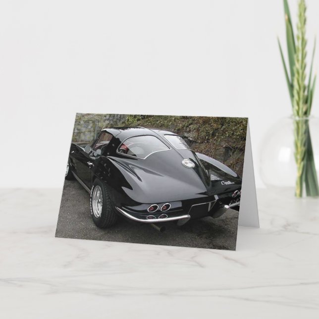 Tarjeta Ventana dividida de Corvette negro clásico (Anverso)
