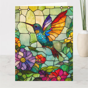 Tarjeta Ventana estilo Tiffany de Hummingbird
