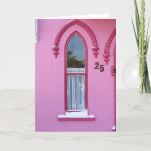 Tarjeta Ventana gótica y nieve - Viñedo de Martha (Anverso)