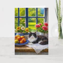 Tarjeta Ventana soleada, gato