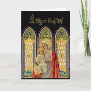 Tarjeta Ventanas de vidrio emplomado religiosas Virgen Mar