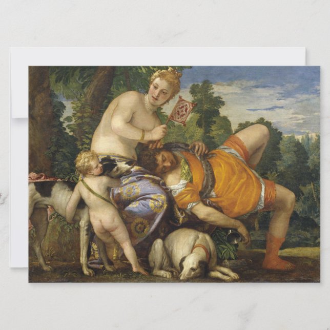 Tarjeta Venus y Adonis (por Paolo Veronese) (Anverso)