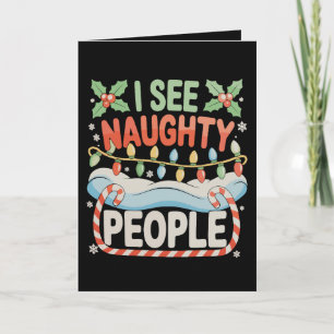Tarjeta Veo gente traviesa Luces de Navidad de acebo Navid