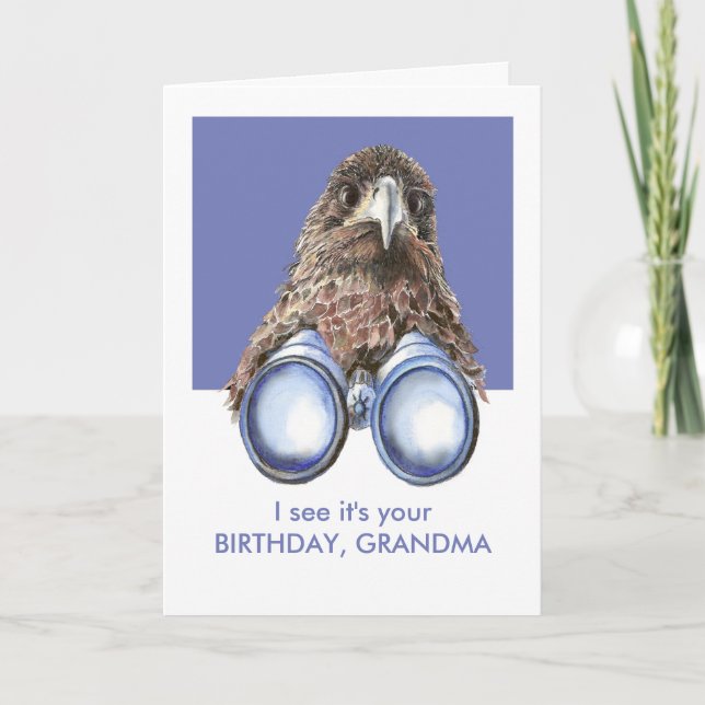 Tarjeta Veo que es tu GRANDMA guardián de aves de cumpleañ (Anverso)