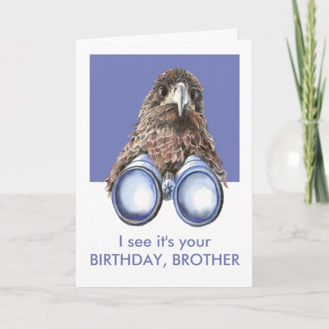 Tarjeta Veo que es tu HERMANO guardián de aves de cumpleañ (Anverso)