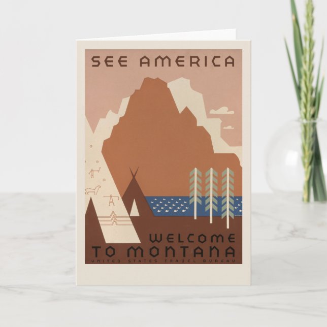 Tarjeta Ver América Bienvenido a Montana | Viaje de cosech (Anverso)