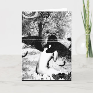 Tarjeta Ver del ángel del vintage. Negro y blanco