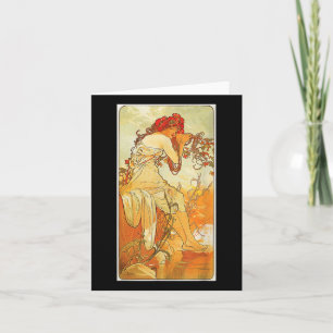 Tarjeta Verano Art Nouveau Mucha y hermosas mujeres elegan