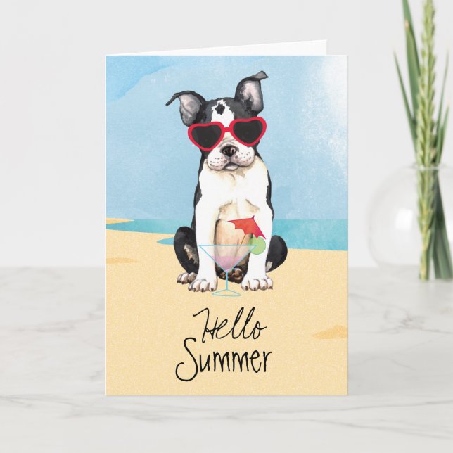 Tarjeta Verano Boston Terrier (Anverso)