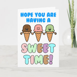 Tarjeta Verano Campamento Dulce Tiempo Helado En Blanco