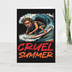 Tarjeta Verano cruel surf de ola retro vacaciones de fiest