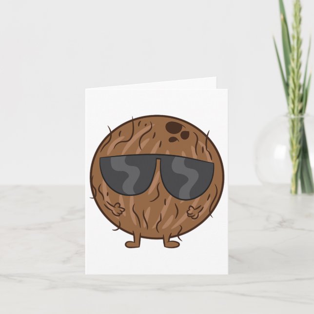Tarjeta Verano de coco Fruta de coco con amor Sungles Coc (Anverso)