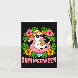 Tarjeta Verano divertido fantasma de Halloween Floral de v