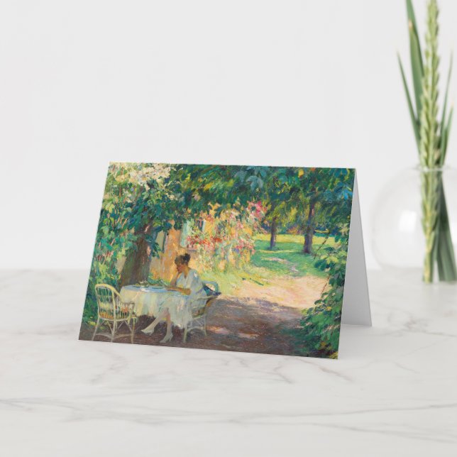 Tarjeta Verano en el jardín | Edward Cucuel (Anverso)