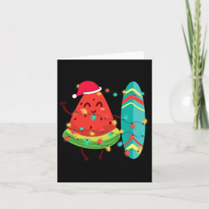 Tarjeta Verano Hawaiano Surfista Tropical Sandía Navidad
