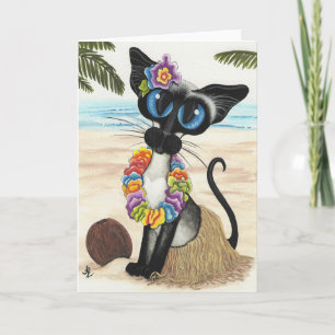 Tarjeta Verano Luau del gato siamés