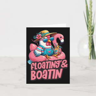 Tarjeta Verano Vi De Verano En Bote Flotante De Pollo Vaca