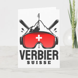 Tarjeta Verbier Suiza Estación de Esquí Esquí Retro