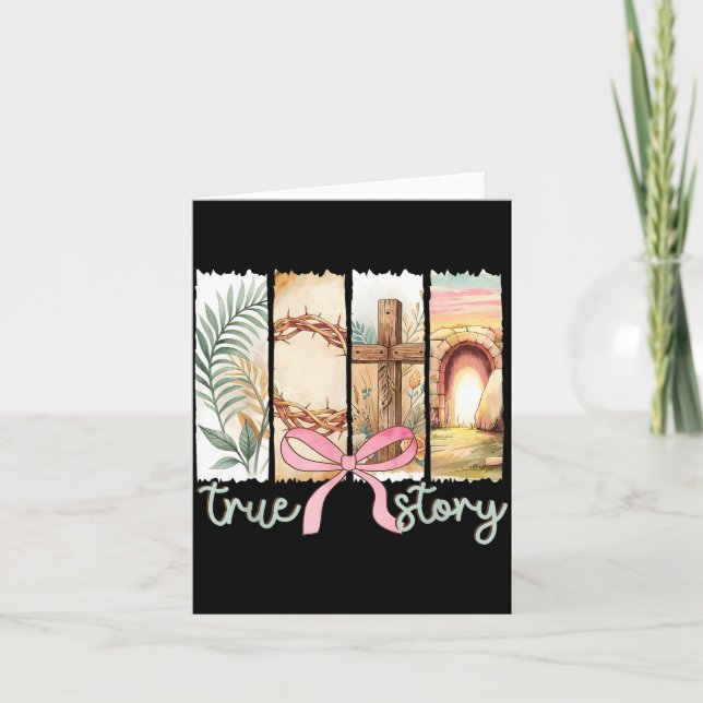 Tarjeta Verdadera Historia Cruz Cristiana Jesús Versículo  (Anverso)