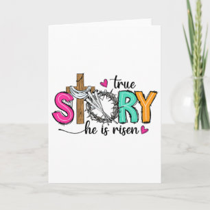 Tarjeta Verdadera historia Él ha resucitado Pascua cristia