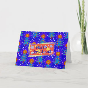 Tarjeta Verde anaranjado azul del árbol de navidad, de la