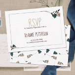 Tarjeta Verde azulada de envoltorio de color amari<br><div class="desc">Esta elegante tarjeta de gabinete RSVP, rosa de jardín, es perfecta para mitzvahs de murciélago floral verde azulado y beige u otras fiestas de cumpleaños especiales. El estilo sencillo y tradicional es versátil para los temas vintage y se puede transferir fácilmente a otras tarjetas y estacionario. Parar con otras plantas...</div>
