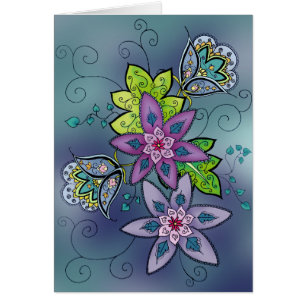 Tarjeta verde azulada de los tulipanes (espacio en