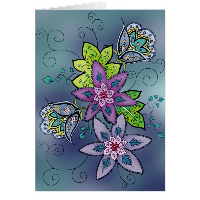 Tarjeta verde azulada de los tulipanes (espacio en (Frente)