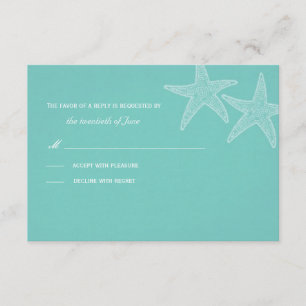 Tarjeta verde azulada de RSVP de las estrellas de