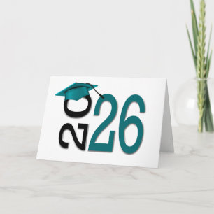 Tarjeta verde azulada y negra graduación de 2025