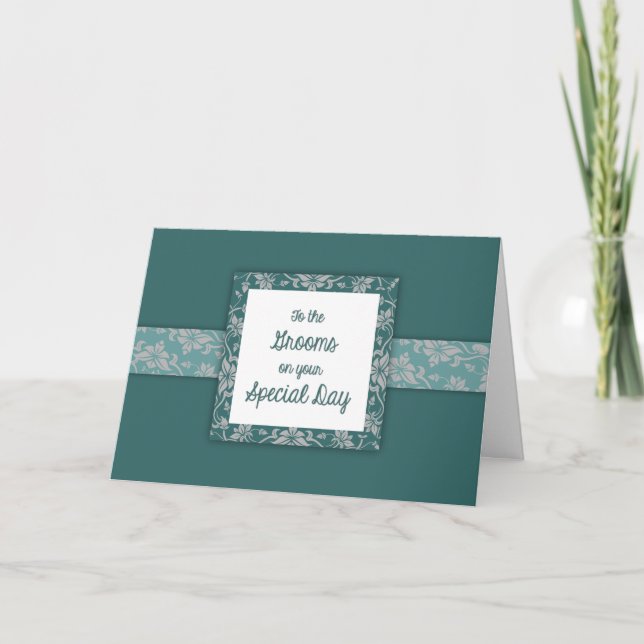 Tarjeta Verde azulado Grooms Deco (Anverso)