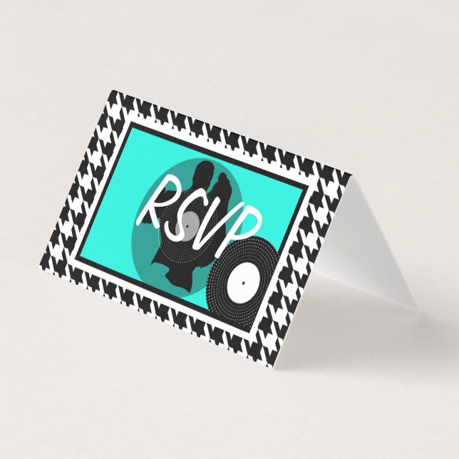 Tarjeta Verde azulado, negro y blanco a cuadros de los año (Anverso)