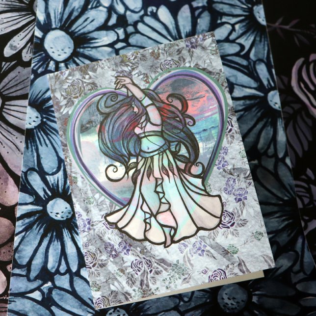 Tarjeta Verde azulado y morado Belly bailarín corazón de a (Subido por el creador)