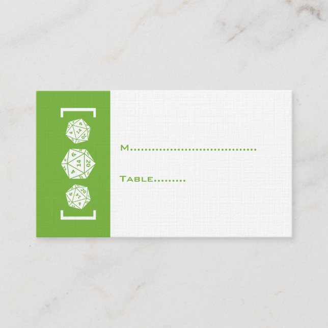 Tarjeta verde D20 Boda de juego de dados (Anverso)