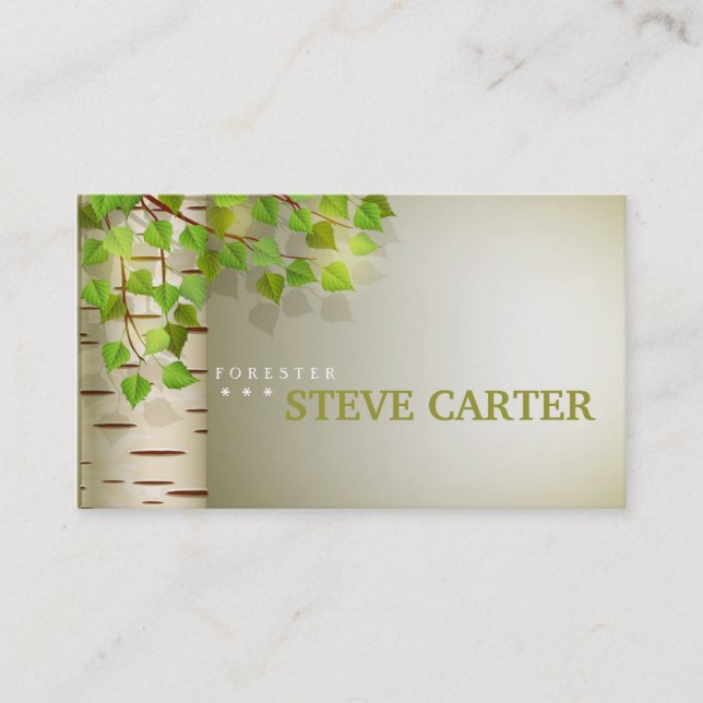 Tarjeta verde de Birsh de la naturaleza del árbol (Anverso)