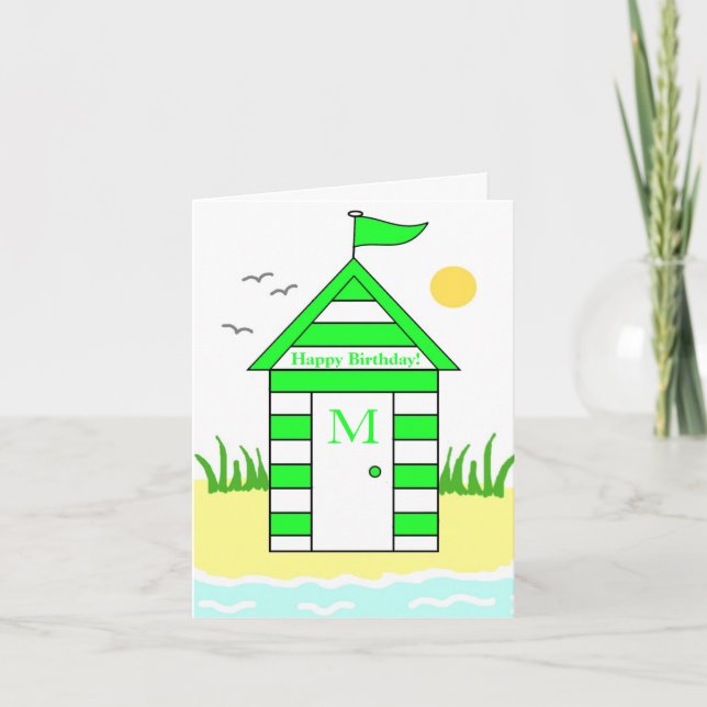 Tarjeta Verde de Cabaña de Playa (Anverso)