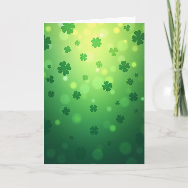 Tarjeta verde de escena de Shamrocks afortunados (Anverso)