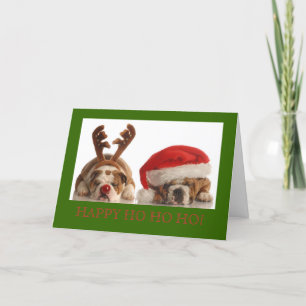 TARJETA VERDE DE FESTIVIDAD DE BULLDOG DE navidade