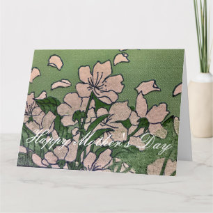 Tarjeta Verde de flores rosadas