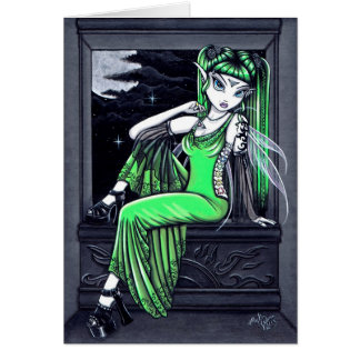 Tarjeta verde de la hada del tatuaje de la