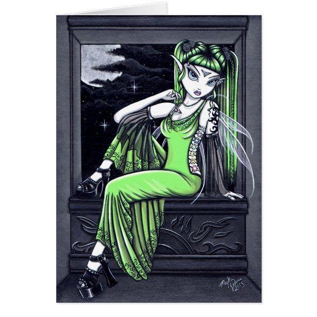 Tarjeta verde de la hada del tatuaje de la (Frente)