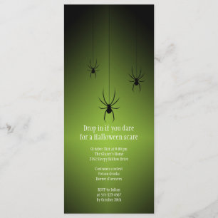 Tarjeta verde de la invitación de Halloween de la