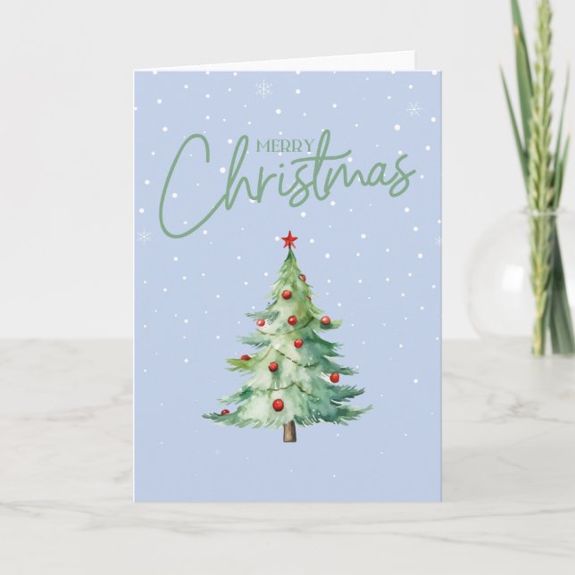 Tarjeta verde de Navidades de árbol de Navidad (Anverso)