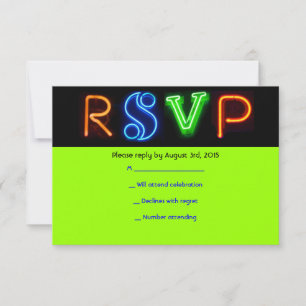 Tarjeta VERDE DE NEÓN de Mitzvah RSVP del palo de