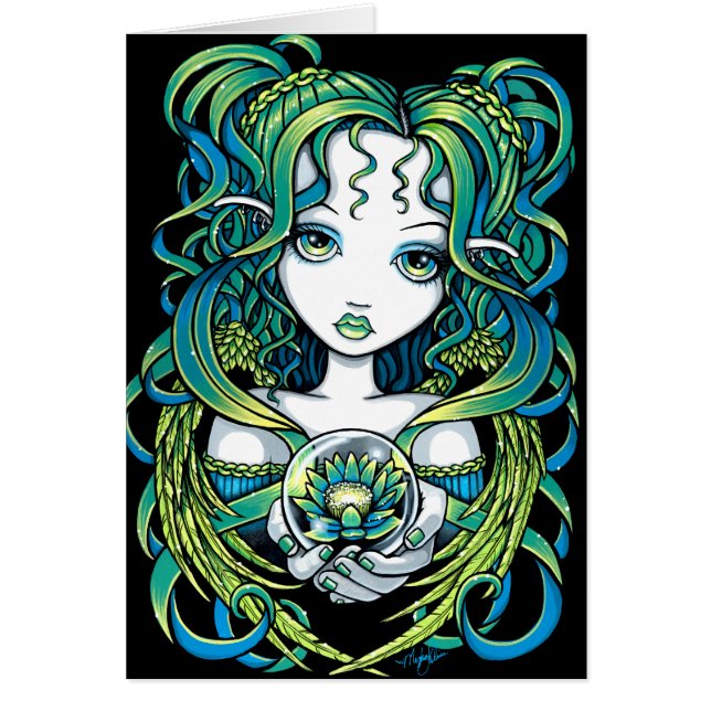 Tarjeta verde del ángel del agua de "Kallan" Lotus (Frente)