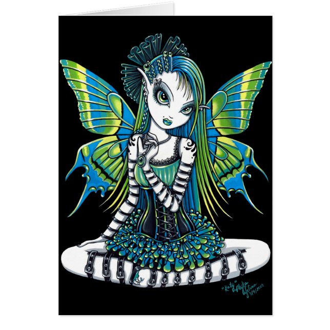 Tarjeta verde del arte del Faerie del tatuaje de (Frente)