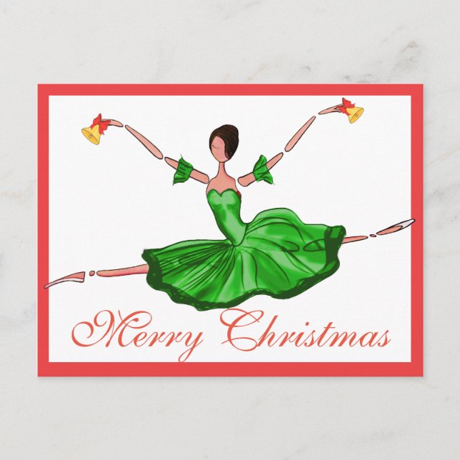 Tarjeta verde del ballet del navidad, bailarina (Anverso)